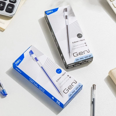 Ручка гелев. Deli Geni EG90-BL прозрачный d=0.5мм син. черн. 1стерж.