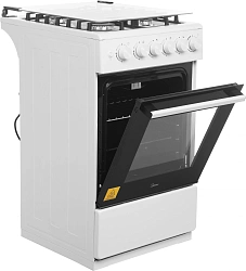 Плита Газовая Midea MFO-M4G20T0E(WH) белый/черный (стеклянная крышка) реш.чугун