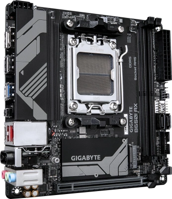 Материнская плата Gigabyte B650I AX SocketAM5 AMD B650 2xDDR5 mini-ITX AC`97 8ch(7.1) 2.5Gg RAID+HDMI+DP