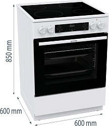 Плита Электрическая Gorenje GEC6C40WD белый стеклокерамика (без крышки)