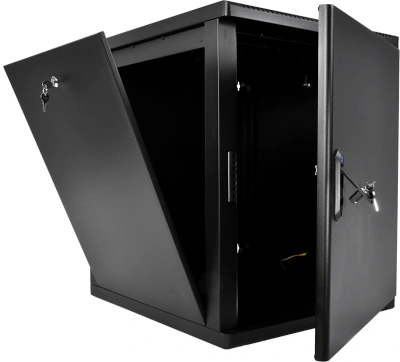 Шкаф коммутационный ЦМО (ШРН-М-12.500.1-9005) настенный 12U 600x456мм пер.дв.металл 130кг черный 456мм 20.9кг 180град. 610мм