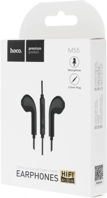 Гарнитура вкладыши Hoco M55 1.2м черный проводные в ушной раковине