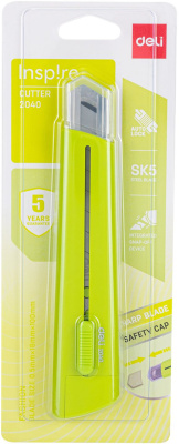 Нож канцелярский Deli E2040green Rio 100мм шир.лез.18мм фиксатор сталь зеленый блистер