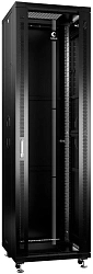 Шкаф коммутационный Cabeus (SH-05C-42U60/60-BK) напольный 42U 600x600мм пер.дв.стекл металл 800кг черный 500мм 2055мм IP20 сталь