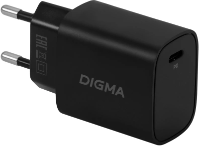 Сетевое зар./устр. Digma DGW2C 20W 3A (PD) USB-C универсальное черный (DGW2C0F010BK)