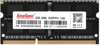Память DDR3L 4GB 1600MHz Kingspec KS1600D3N13504G RTL PC3L-12800 CL11 SO-DIMM 204-pin 1.35В single rank Ret