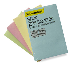 Блок самоклеящийся бумажный Silwerhof 682155-04 51x76мм 100лист. 75г/м2 пастель голубой