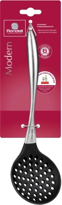 Шумовка для первых/вторых блюд Rondell Modern RD-1744 черный/стальной упак.:картонная подложка