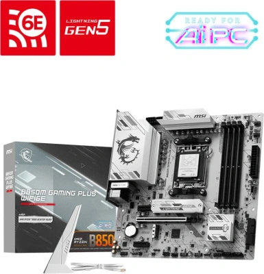 Материнская плата MSI B850M GAMING PLUS WIFI6E SocketAM5 AMD B850 4xDDR5 mATX AC`97 8ch(7.1) 2.5Gg RAID+HDMI+DP