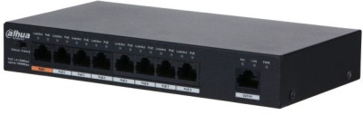 Коммутатор Dahua DH-PFS3009-8ET1GT-96 8x100Мбит/с 1x1Гбит/с 7PoE+ 1PoE++ 96W неуправляемый