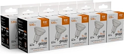 Лампа светодиодная Gauss Basic 10106162 6Вт цок.:GU10 софит 220B св.свеч.теп.св./дневн. (упак.:1шт)