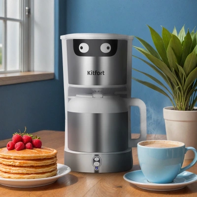 Кофеварка капельная Kitfort КТ-7326 800Вт серебристый/белый