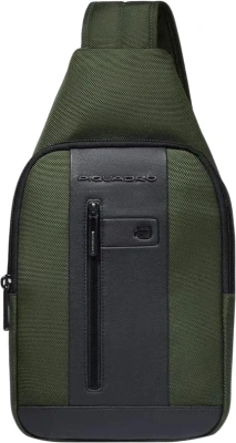 Рюкзак слинг мужской Piquadro CA4536BR2/VE2 хаки ткань/натур.кожа