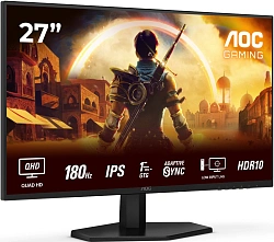 Монитор AOC 27" Q27G42XE черный IPS LED 1ms 16:9 HDMI M/M матовая 300cd 178гр/178гр 2560x1440 180Hz FreeSync DP Quad 2K (1440p) 3.88кг
