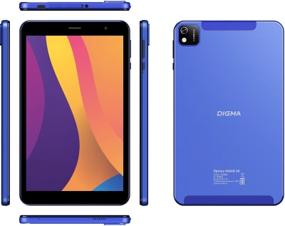 Планшет Digma Optima 8404D 4G SC9863 (1.6) 8C RAM4Gb ROM64Gb 8" IPS 1920x1200 4G 1Sim Android 12 синий 5Mpix 2Mpix BT WiFi microSD 128Gb 4000mAh