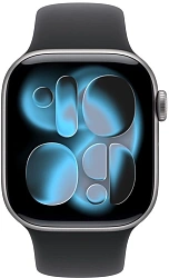 Смарт-часы Apple Watch Series 11 A3331 42мм OLED корп.серый космос Sport Band рем.черный разм.брасл.:M/L (MEQX4AM/A)