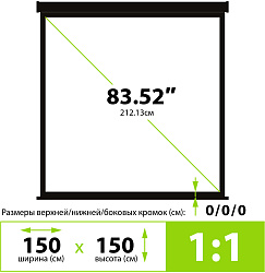 Экран Cactus 150x150см Triscreen CS-PST-150x150 1:1 напольный рулонный черный