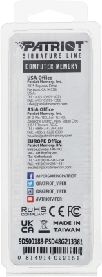 Память DDR4 8Gb 2133MHz Patriot PSD48G213381 Signature RTL PC4-17000 CL15 DIMM 288-pin 1.2В single rank Ret