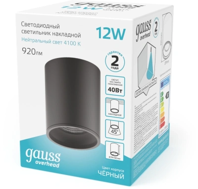 Светильник Gauss Overhead потолоч. черный (HD007)