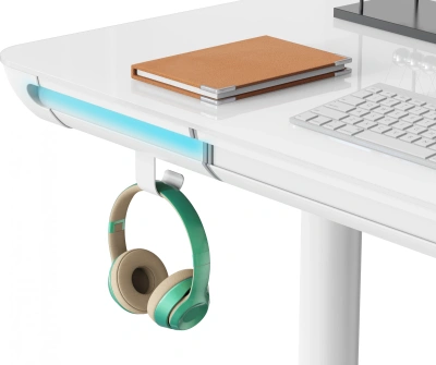 Стол для компьютера Cactus CS-EGD-WT-LED с электроприводом и подстветкой столешница закаленное стекло белый каркас белый 120x72x60см (CS-EGD-WT-LED)