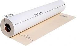 Холст Cactus CS-MC400-91415 36"(A0) 914мм-15.2м/400г/м2/белый хлопок для струйной печати втулка:50.8мм (2")