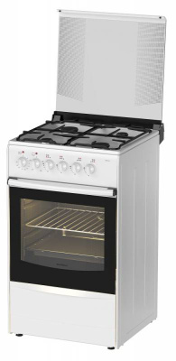 Плита Комбинированная Darina 1B KM 441 301 W белый/черный (стеклянная крышка) реш.сталь