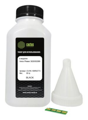 Тонер Cactus CS-RK-106R02773 черный флакон 60гр. (в компл.:чип) для принтера 106R02773