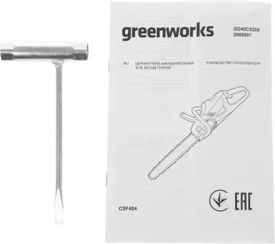 Цепная пила Greenworks GD40CS20X аккум. 2000Вт дл.шины:16" (40cm) (2008807)