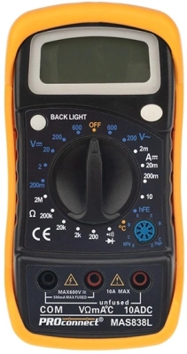 Мультиметр PROconnect MAS838L DT858L цифровой черный/желтый (13-3022)