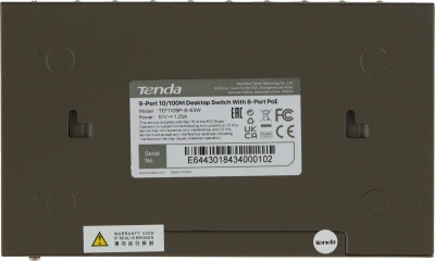 Коммутатор Tenda TEF1109P-8-63W 9x100Мбит/с 8PoE 58W неуправляемый