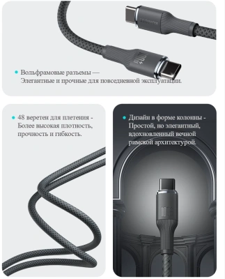 Кабель Romoss CB3224 1746964 USB Type-C (m)-USB Type-C (m) 1.2м серый