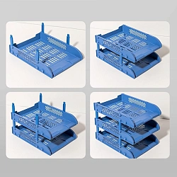 Лоток горизонтальный Deli E9213 BLUE сборный для бумаг 325x241x155мм синий пластик (упак.:3шт) пластиковый пакет