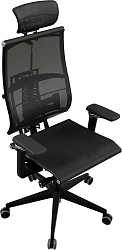 Кресло руководителя эргономичное Метта Yoga Spine Black Edition черный сиденье черный сетка с подголов. крестов.5-луч. металл хром
