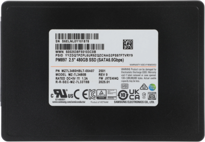 Накопитель SSD Samsung SATA-III 480GB MZ7L3480HBLT-00A07 PM897 2.5" 3 DWPD OEM