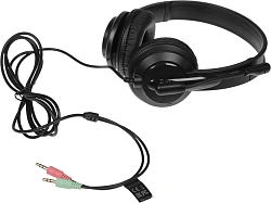 Наушники с микрофоном A4Tech HS-10 черный/белый 2м накладные оголовье (HS-10/3.5MM PLUG/BLACK)