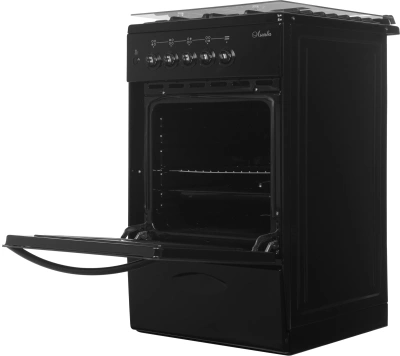 Плита Газовая Лысьва ГП 400 МС-2у черный (стеклянная крышка) реш.чугун