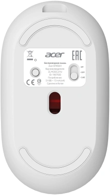 Мышь Acer OMR301 белый оптическая 1600dpi беспров. BT/Radio USB 4but (ZL.MCECC.01U)