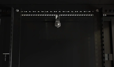 Шкаф коммутационный Hyperline (TWB-2766-SR-RAL9004) настенный 27U 600x600мм пер.дв.стал.лист 2 бок.пан. 60кг черный 1304мм