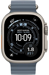 Смарт-часы Apple Watch Ultra 3 2025 A3281 49мм OLED корп.титан Ocean band рем.синий разм.брасл.:130-210мм (MEWH4LW/A)