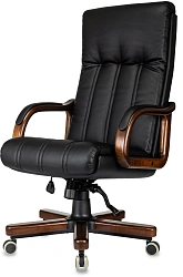 Кресло руководителя Бюрократ T-9932Walnut черный экокожа крестов. металл/дерево