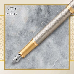 Ручка перьев. Parker IM Premium F323 (1931684) Grey GT F сталь нержавеющая подар.кор.