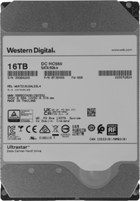 Жесткий диск WD SATA-III 16TB 0F38466 WUH721816ALE6L4 Server Ultrastar DC HC550 512E (7200rpm) 512Mb 3.5"