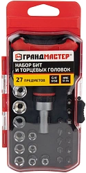 Набор бит и головок Грандмастер 671327 универсал. (27пред.) для гайковертов