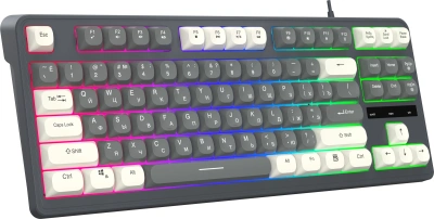 Клавиатура Оклик 711G серый/белый USB Multimedia for gamer LED (1790385)