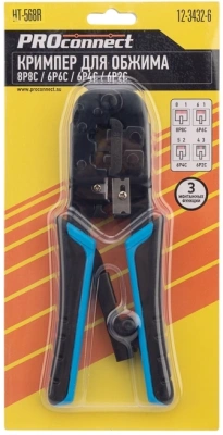 Инструмент обжимной PROconnect HT-568R 12-3432-6 для RJ-45/RJ-12/RJ-11 черный/синий