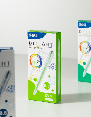 Набор ручек гелев. Deli Delight EG118-LG-P прозрачный сал. черн. (12шт) линия 0.5мм