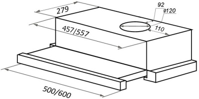 Вытяжка встраиваемая Maunfeld VS Light Glass 60 белый/стекло белое управление: кулисные переключатели (1 мотор)
