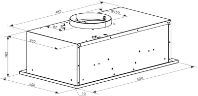 Вытяжка встраиваемая Weissgauff Box 600 PB IX нержавеющая сталь управление: кнопочное (1 мотор)