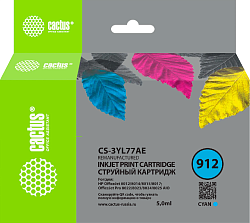 Картридж струйный Cactus CS-3YL77AE 912 голубой (5мл) для HP OfficeJet 8010/8012/8013/8014/8015/8020/8025 с чипом