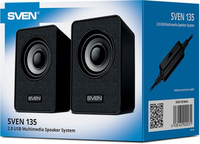 Колонки Sven 135 2.0 черный 6Вт портативные